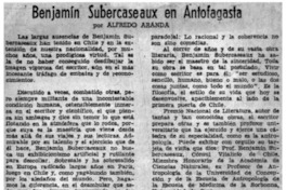 Benjamín Subercaseaux en Antofagasta