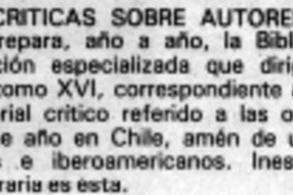 Referencias críticas sobre autores chilenos.