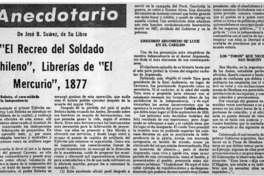 "El recreo del soldado chileno" de "El mercurio", 1877.