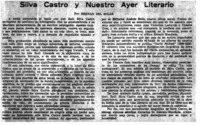 Silva Castro y nuestro ayer literario