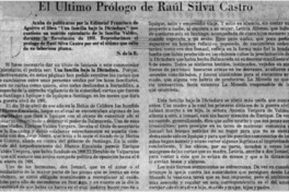 El último prólogo de Raúl Silva Castro.