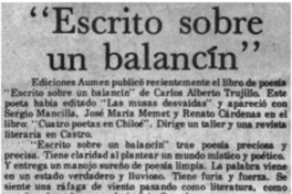 "Escrito sobre un balancín".