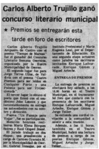 Carlos Alberto Trujillo ganó concurso literario municipal.