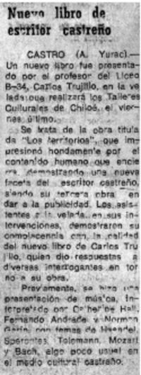 Nuevo libro de escritor castreño