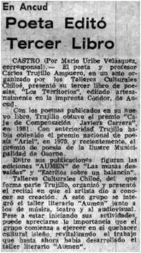 Poeta editó tercer libro
