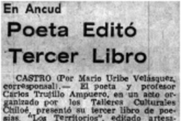 Poeta editó tercer libro