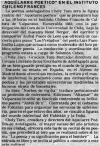 "Aquelarre poético" en el Instituto chileno francés.