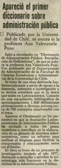 Apareció el primer diccionario sobre administración pública.
