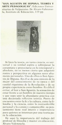 "San Agustpin de Hipona. Teoría y arte pedagógicas".