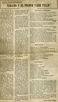 Tebaida y el premio "Luis Tello"