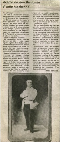 Acerca de don Benjamín Vicuña Mackenna