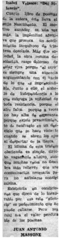 Isabel Velasco: "del silencio"