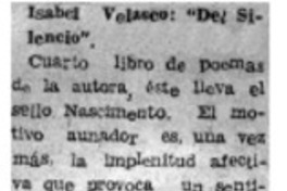 Isabel Velasco: "del silencio"
