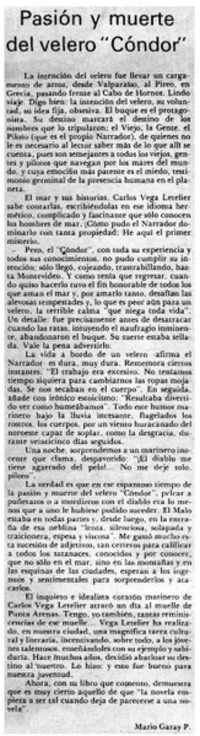 Pasión y muerte del velero "Cóndor"