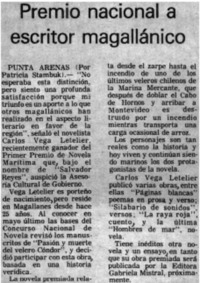 Premio nacional a escritor magallánico.