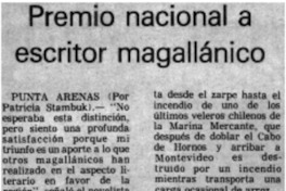 Premio nacional a escritor magallánico.