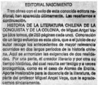 Historia de la literatura chilena de la conquista y d ela colonia