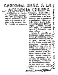 Cardenal Silva a la Academia Chilena.