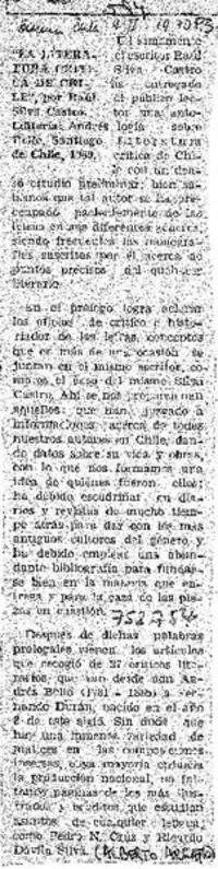 "La Literatura Crítica de Chile"