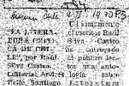 "La Literatura Crítica de Chile"