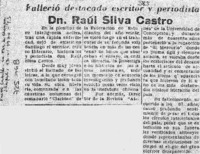 Dn. Raúl Silva Castro.