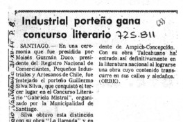 Industrial porteño gana concurso literario.