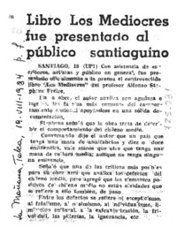 Libro Los Mediocres fue presentado al público santiaguino.