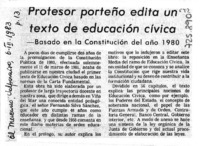 Profesor porteño edita un texto de educación cívica.