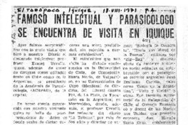 Famoso intelectual y parasicologo se encuentra de visita en Iquique.