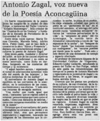 Antonio Zagal, voz nueva de la poesía aconcagüina.