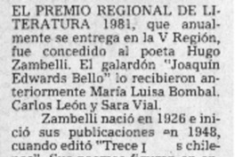 El premio regional de literatura 1981.