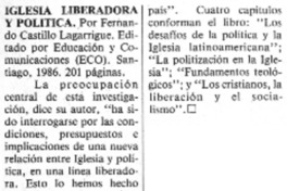 Iglesia libertadora y política.