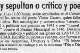 Hoy sepultan a crítico y poeta.