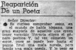 Reaparción de un poeta