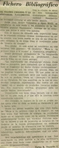 El teatro chileno y la editorial nascimento