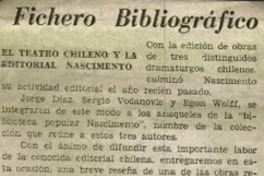 El teatro chileno y la editorial nascimento