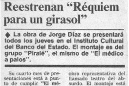 Reestrenan "Requiém para un girasol".