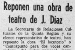 Reponen un aobra de teatro de J. Díaz.