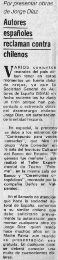 Autores españoles reclaman contra chilenos.