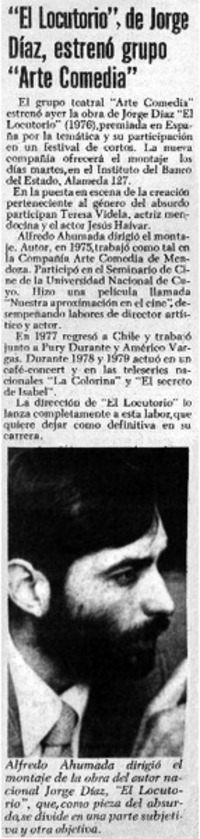 "El locutorio", de Jorge Díaz, estrenó grupo "Arte comedia".