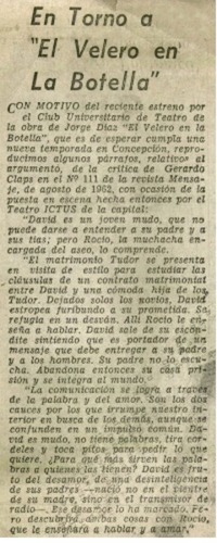 En torno a "El velero en la botella".
