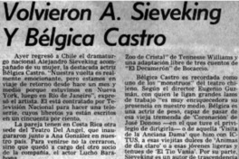 Volvieron A. Sieveking y Bélgica Castro.