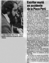 Escritor murió en accidente de la Plaza Perú.
