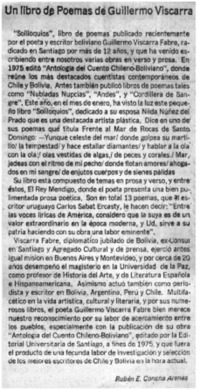 Un libro de poemas de Guillermo Viscarra