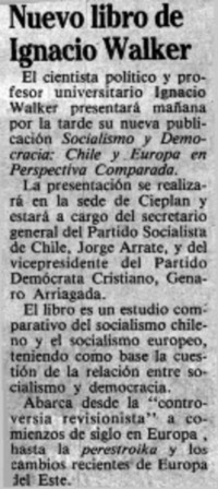 Nuevo libro de Ignacio Walker.