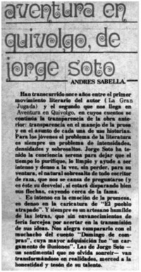 Aventura en quivolgo, de Jorge Soto