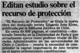 Editan estudio sobre el recurso de protección.