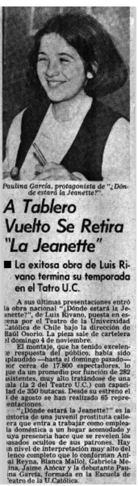 A tablero vuelto se retirá "La Jeanette".