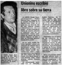 Unionino escribió libro sobre su tierra