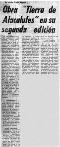 Obra "tierra de Alacalufes" en su segunda edición.